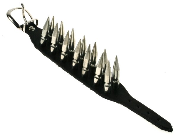 Lederarmband mit  XXL Killernieten (4.3 cm), schwarz, Schnallenverschluss, verstellbarer Verschluss